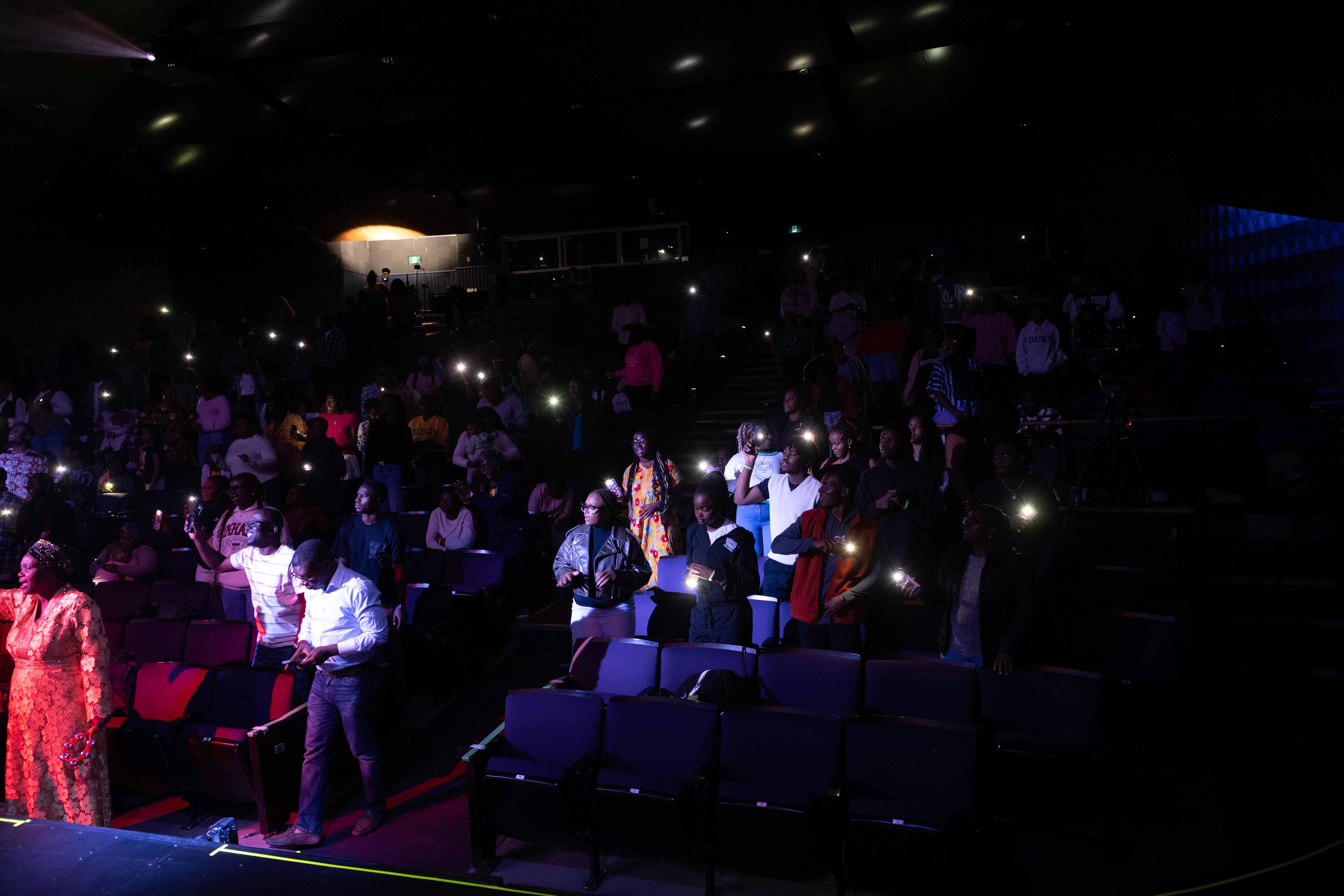 Stage performance with full house